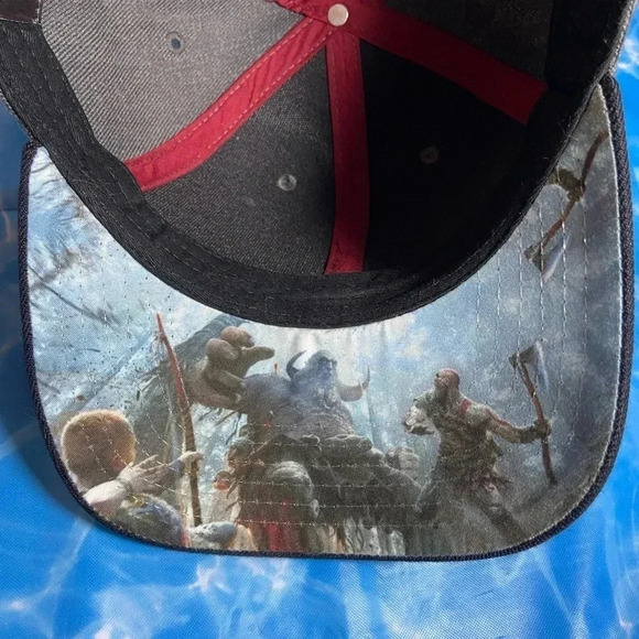 God of War - Officially Licensed Hat w/ Troll Fight Graphic on Underside of Brim - Picture 2 of 11
